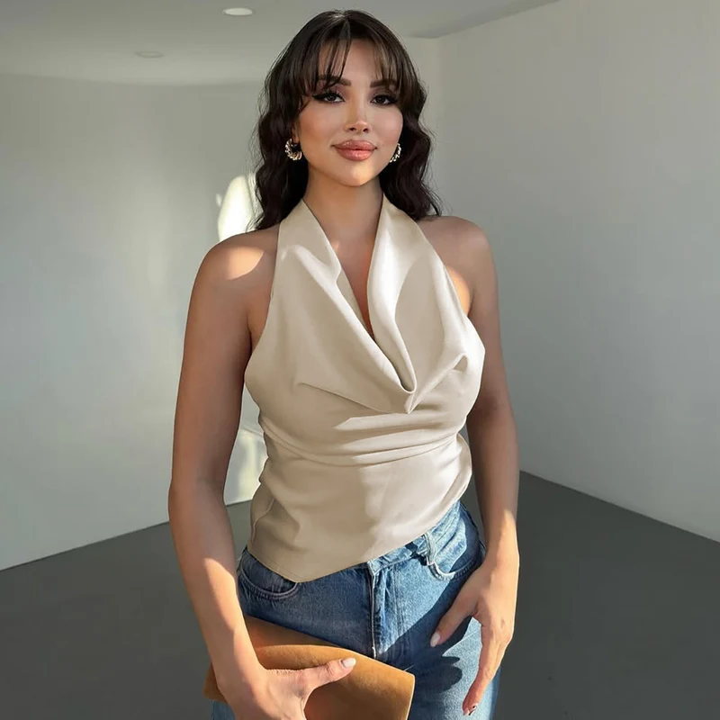 Damen Elegantes Open-Back Top mit langem Rückenausschnitt Nord Taschen