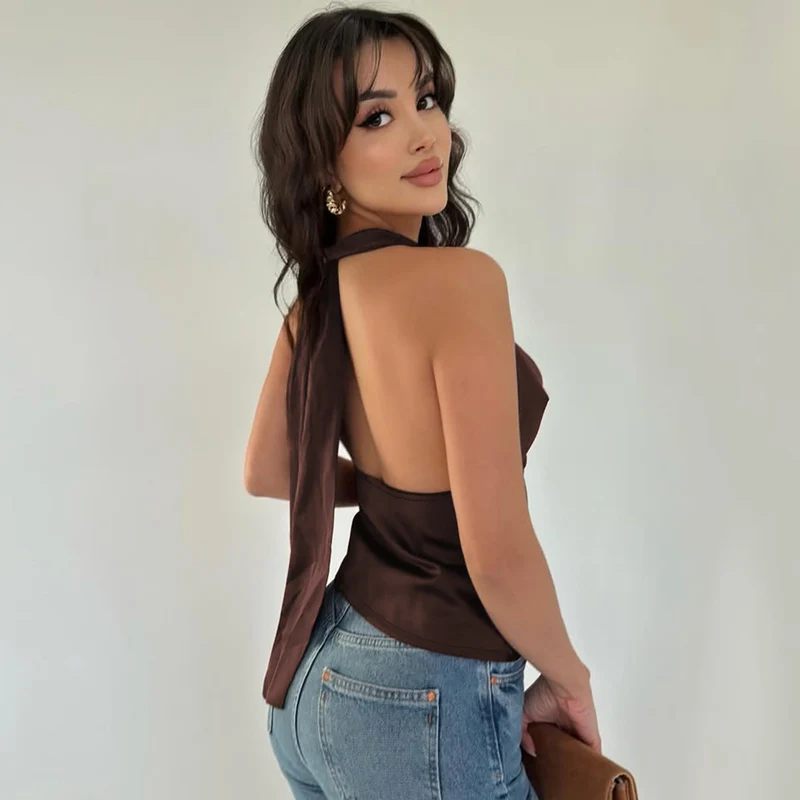 Damen Elegantes Open-Back Top mit langem Rückenausschnitt Nord Taschen