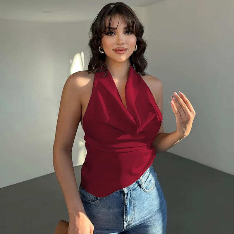 Damen Elegantes Open-Back Top mit langem Rückenausschnitt Nord Taschen