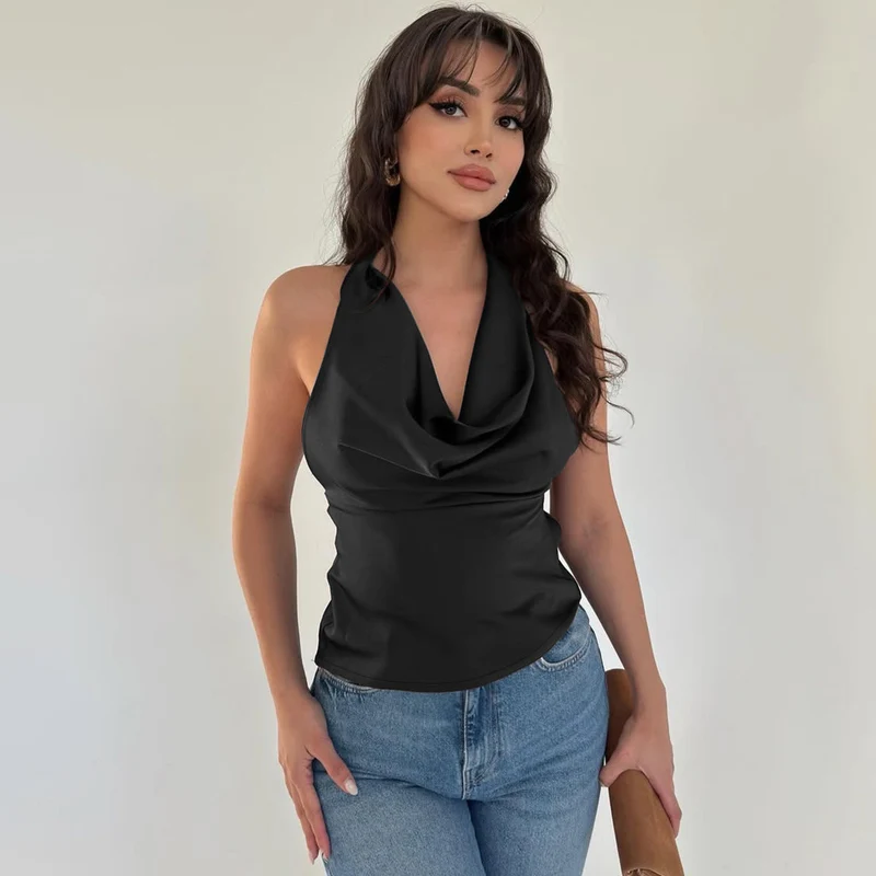 Damen Elegantes Open-Back Top mit langem Rückenausschnitt Nord Taschen