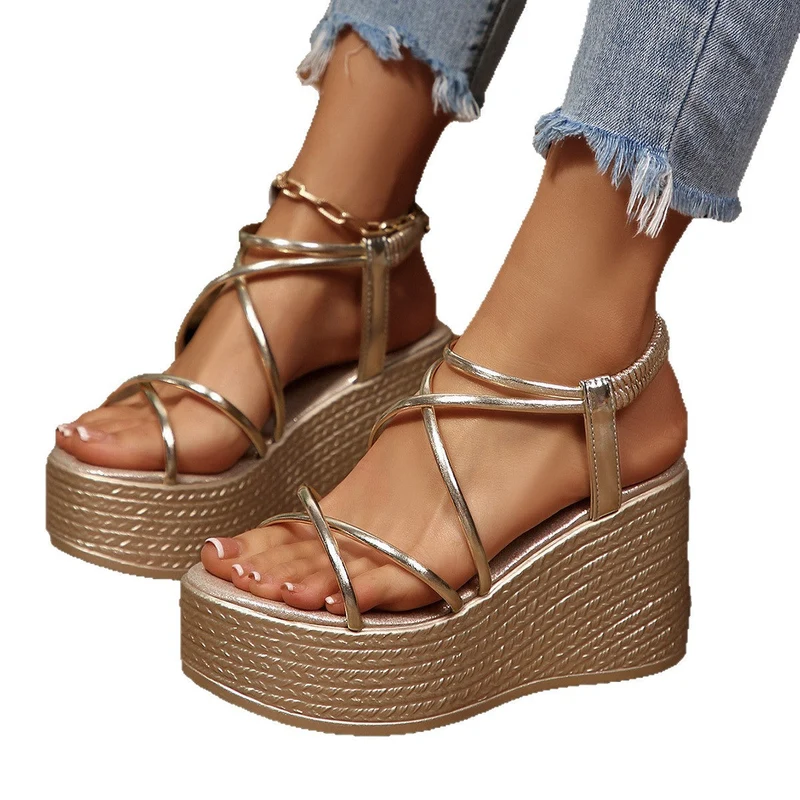 Damen Komfortable und elegante Keil-Sandalen mit modischen Riemen Nord Taschen