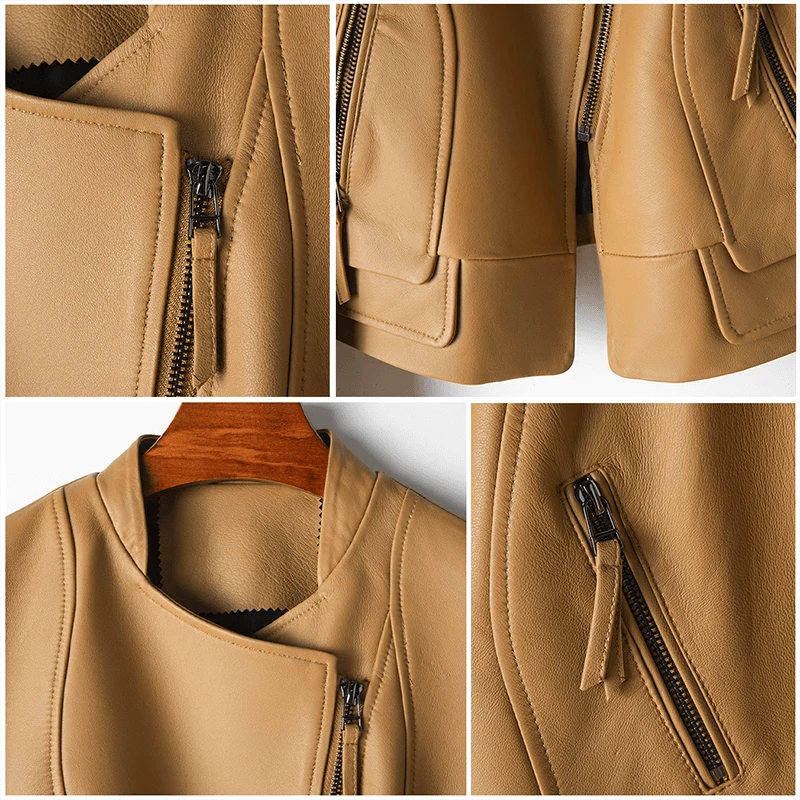 Damen Stilvolle Lederjacke