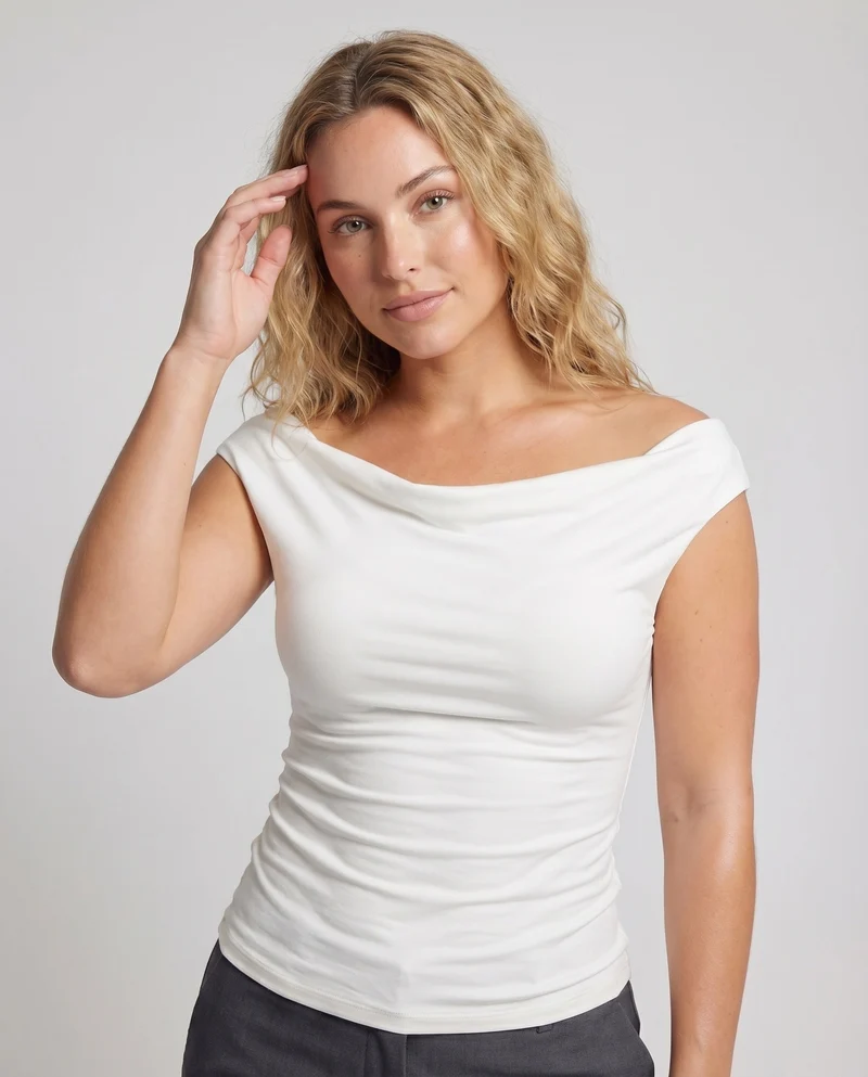 Damen elegantes Oberteil mit asymmetrischem Ausschnitt