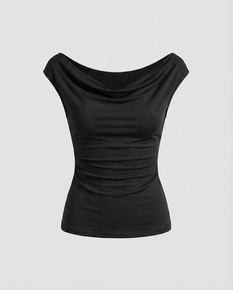 Damen elegantes Oberteil mit asymmetrischem Ausschnitt