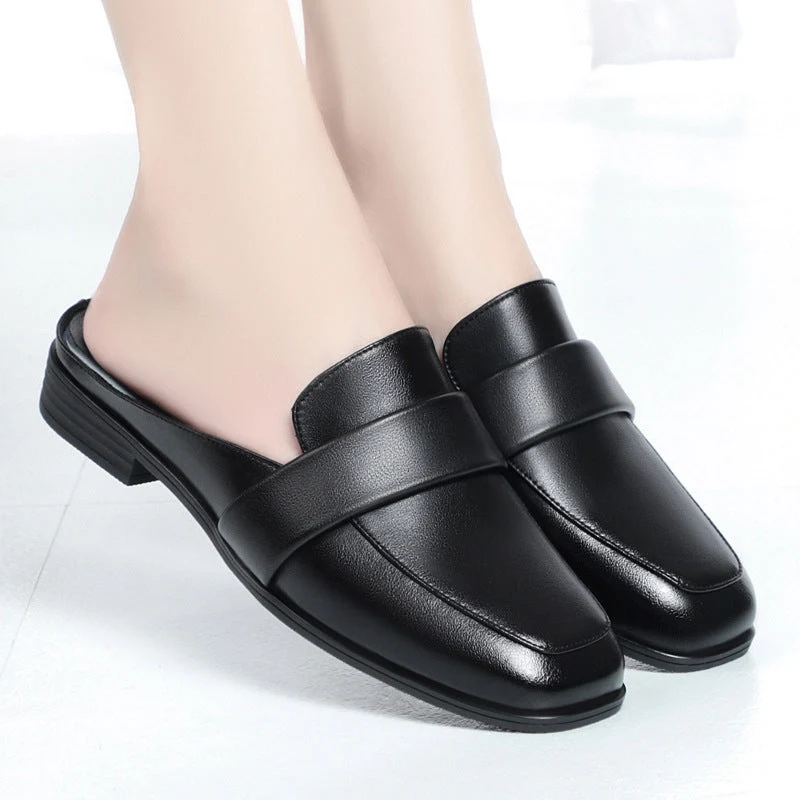 Damen Komfortable Slipper aus hochwertigem Leder mit schickem Riemen Nord Taschen