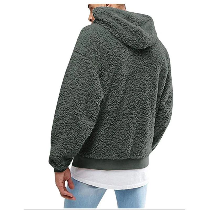 Herren kuschelige Fleece-Hoodie mit hohem Kragen