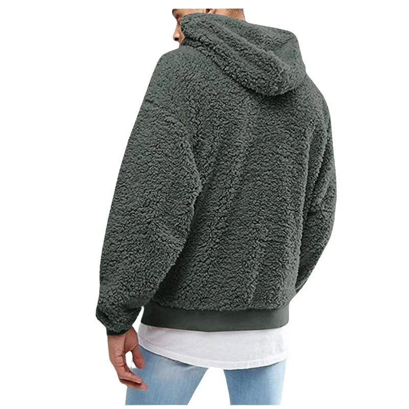 Herren kuschelige Fleece-Hoodie mit hohem Kragen