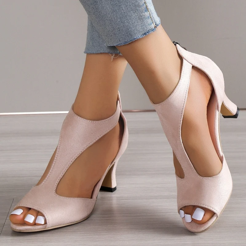 Damen Absatzsandalen mit offenen Riemen und modischem Schnürdesign