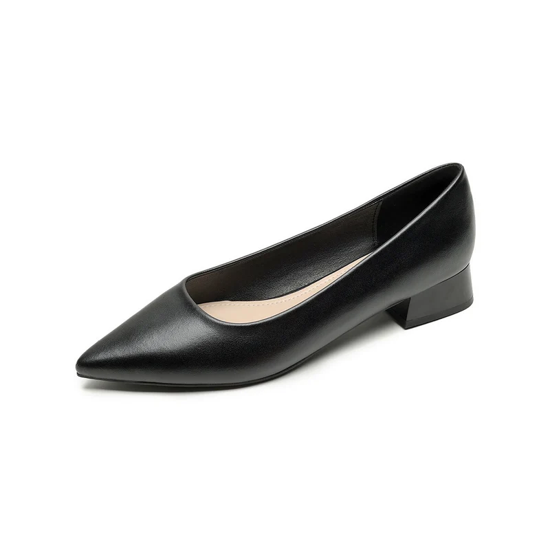 Damen elegante Ballerinas mit spitzem Zehenbereich und komfortablem Blockabsatz