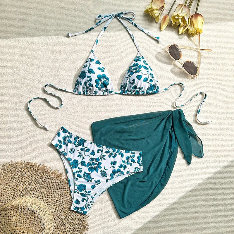 Damen Triangel-Bikini mit seitlichem Wickelrock