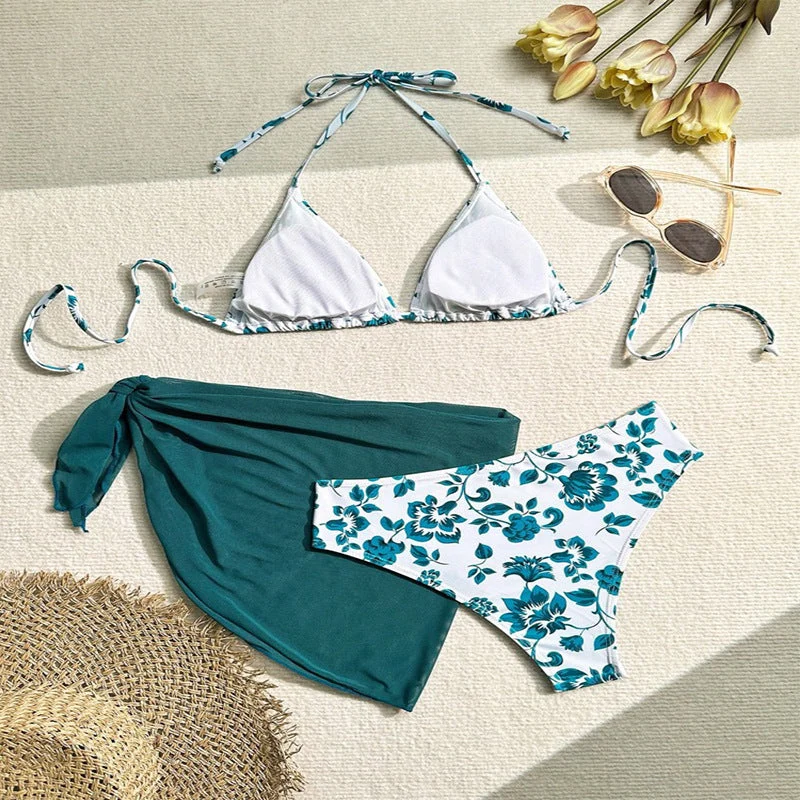 Damen Triangel-Bikini mit seitlichem Wickelrock