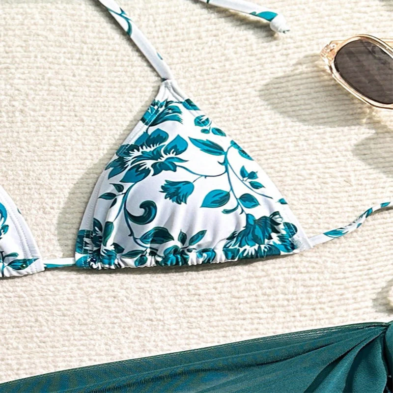 Damen Triangel-Bikini mit seitlichem Wickelrock