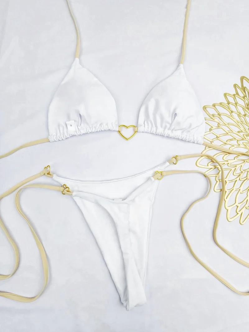 Damen Bikini-Set mit herzförmigem Detail und verstellbaren Trägern