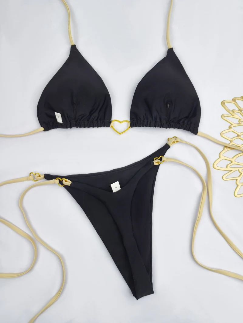 Damen Bikini-Set mit herzförmigem Detail und verstellbaren Trägern