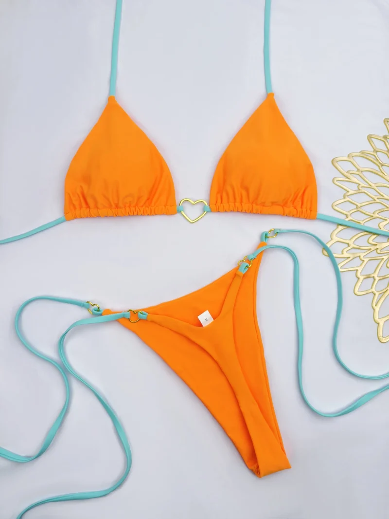 Damen Bikini-Set mit herzförmigem Detail und verstellbaren Trägern
