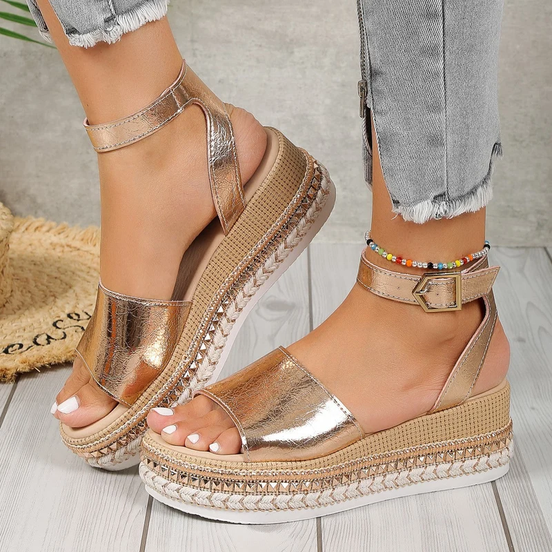 Damen Glitzernde Plateau-Sandalen