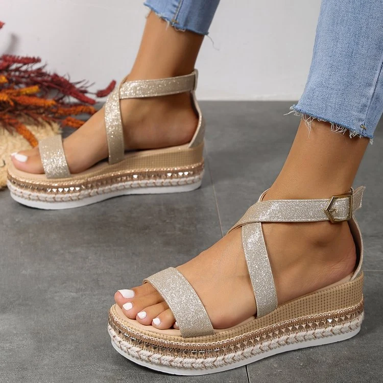 Damen Glitzernde Plateau-Sandalen