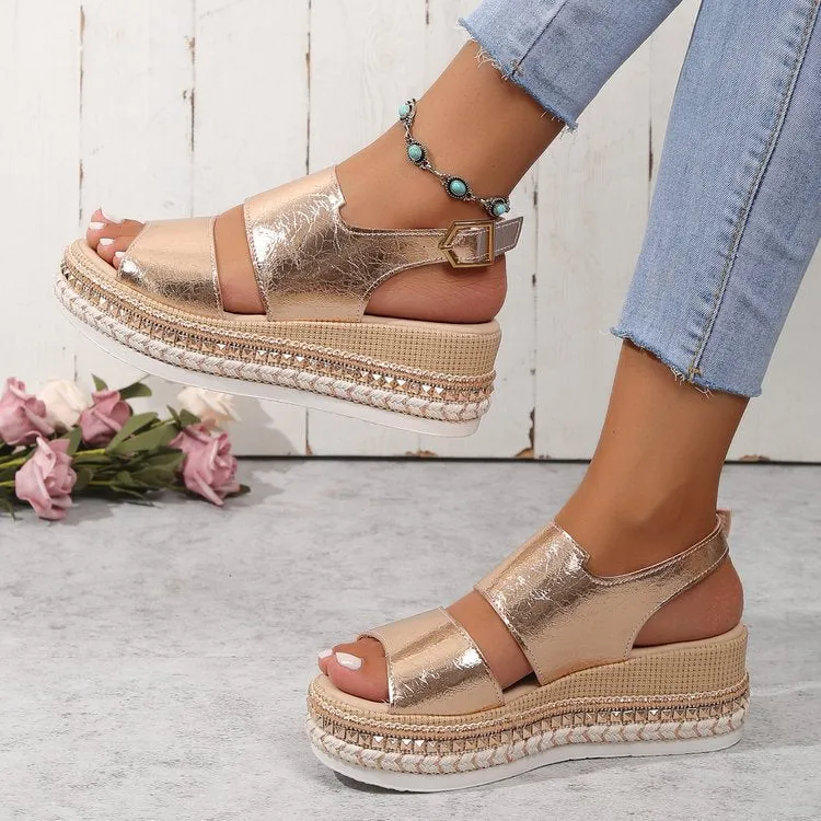 Damen Glitzernde Plateau-Sandalen