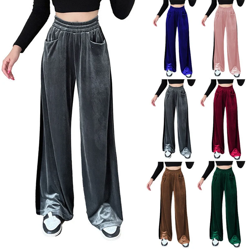 Damen Weite Samt-Hose mit elastischem Bund und praktischen Taschen Nord Taschen