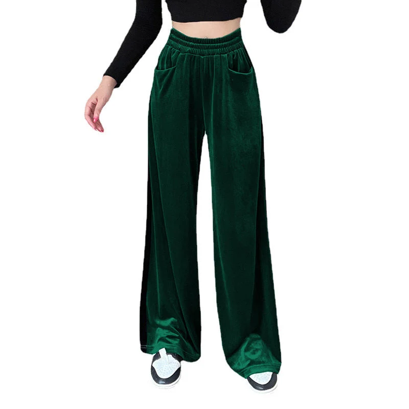 Damen Weite Samt-Hose mit elastischem Bund und praktischen Taschen Nord Taschen