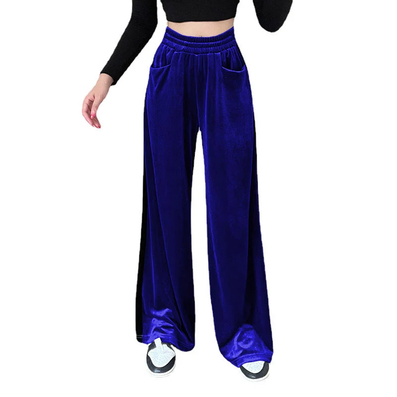 Damen Weite Samt-Hose mit elastischem Bund und praktischen Taschen Nord Taschen
