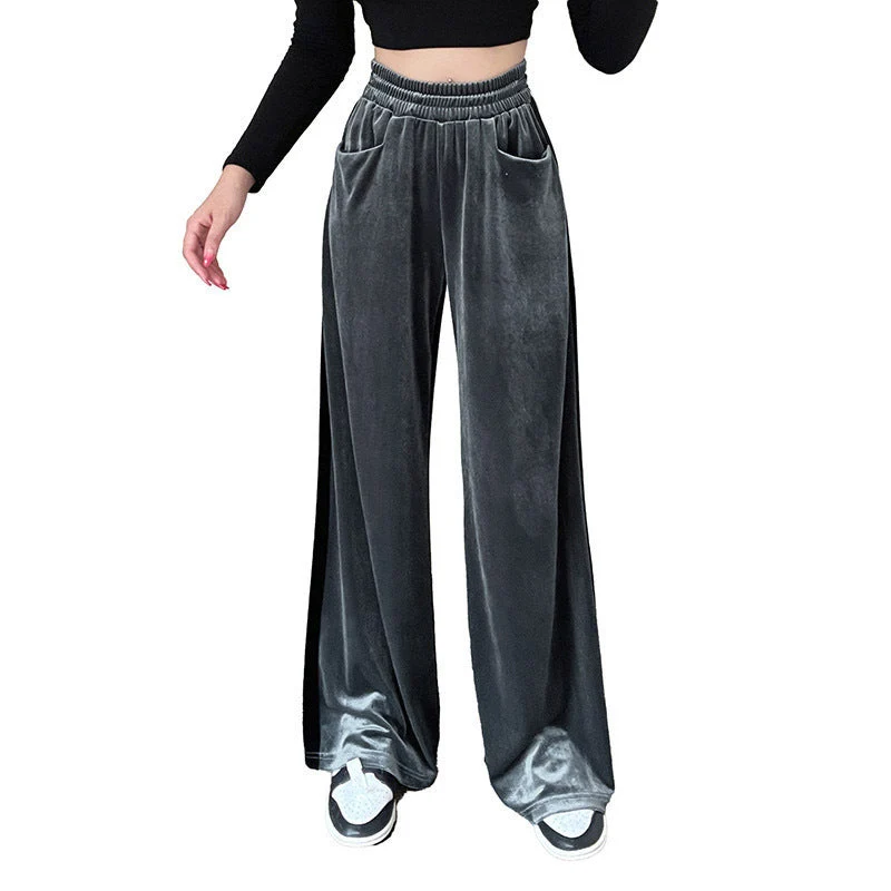 Damen Weite Samt-Hose mit elastischem Bund und praktischen Taschen Nord Taschen