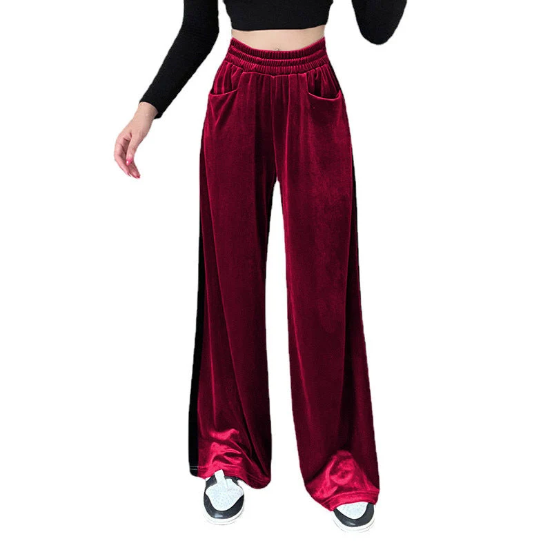Damen Weite Samt-Hose mit elastischem Bund und praktischen Taschen Nord Taschen