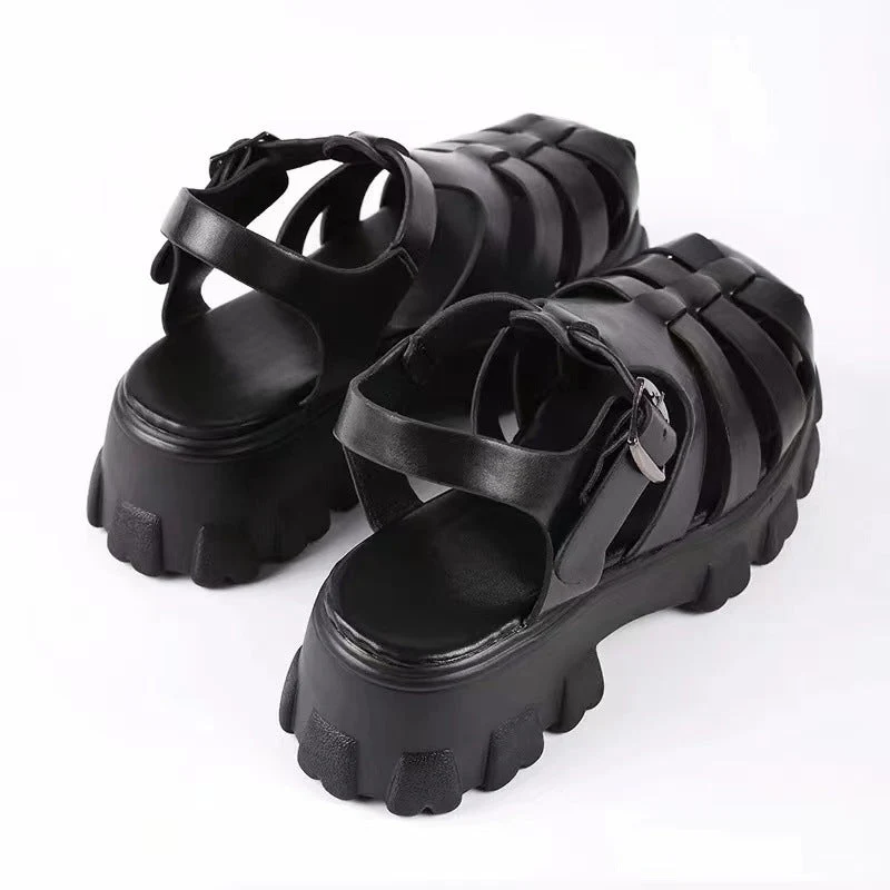 Damen stylische Plateau-Sandalen mit verstellbaren Riemen