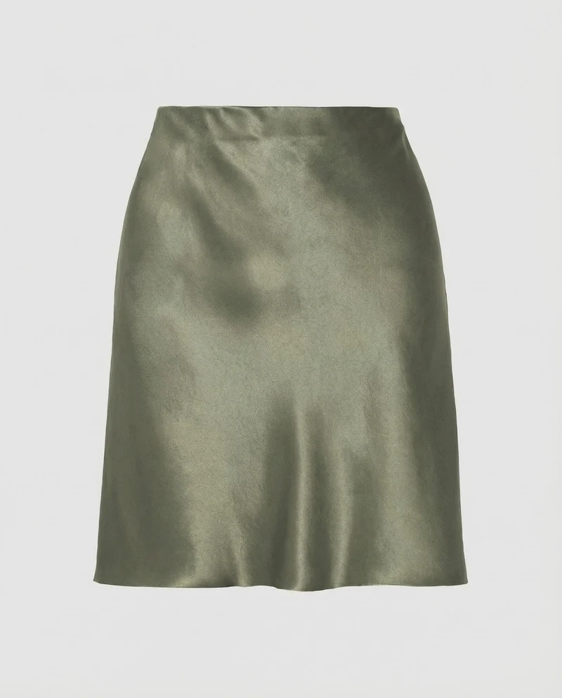 Damen Satin-Midirock in fließender A-Linie