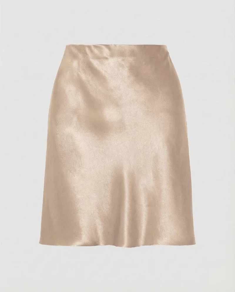 Damen Satin-Midirock in fließender A-Linie