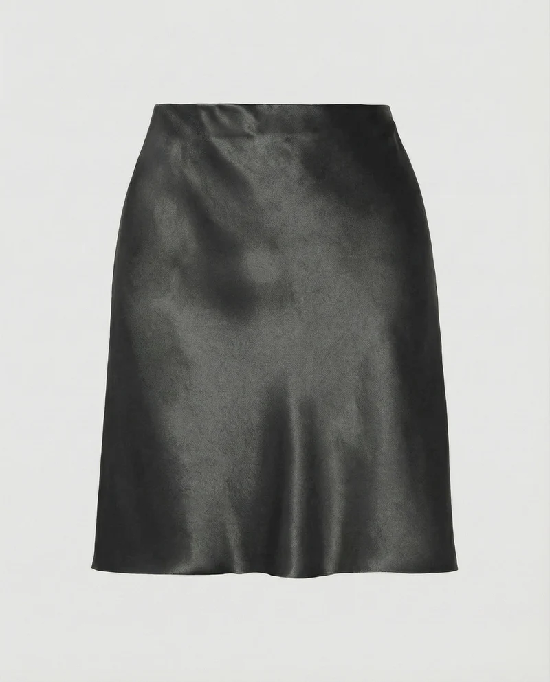Damen Satin-Midirock in fließender A-Linie