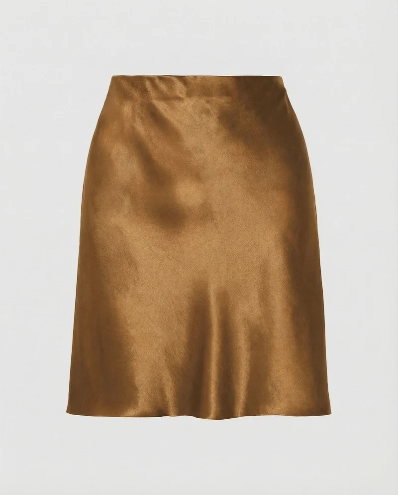 Damen Satin-Midirock in fließender A-Linie