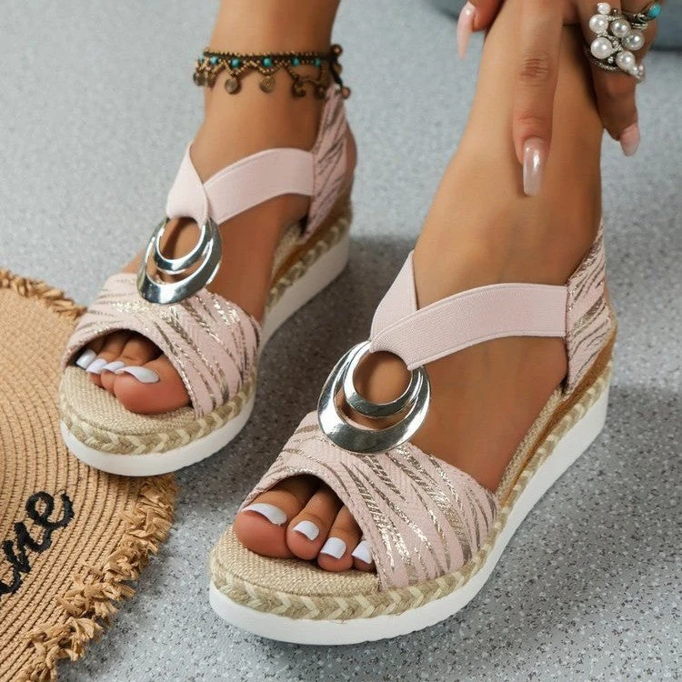 Damen Wedge-Sandalen mit modernen Riemendesign und elegantem Zierelement