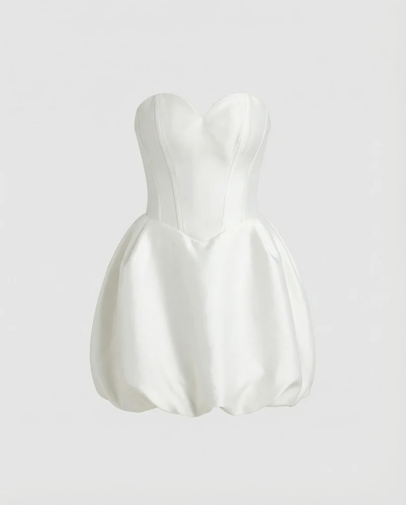 Damen trägerloses Corsagen-Minikleid mit Ballonrock