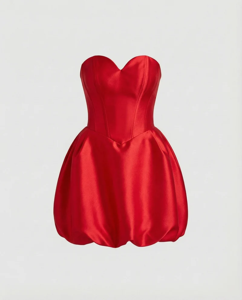Damen trägerloses Corsagen-Minikleid mit Ballonrock