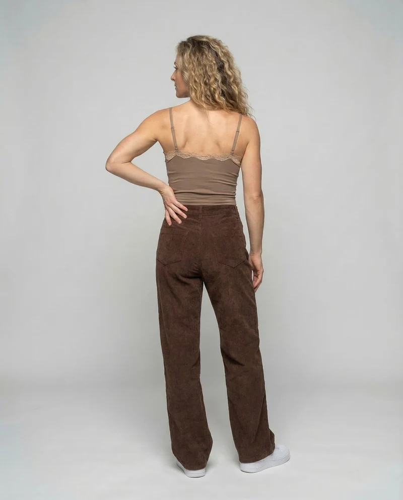 Damen Chinohose High Waist Weit