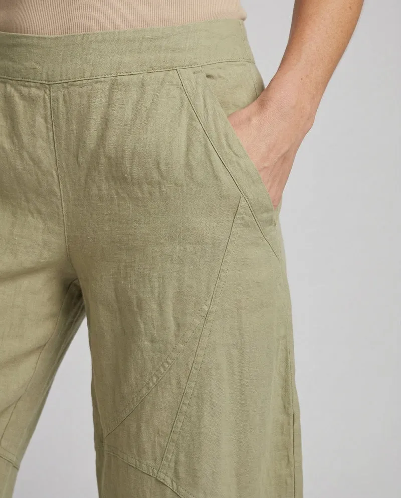 Damen Ballonförmige Leinenhose Elastikbund