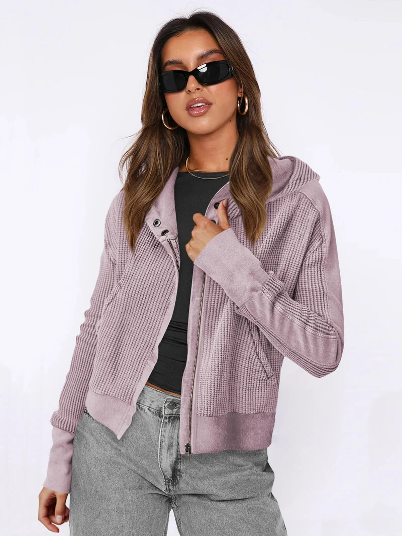 Damen Sportliche Kapuzenjacke aus strukturiertem Material