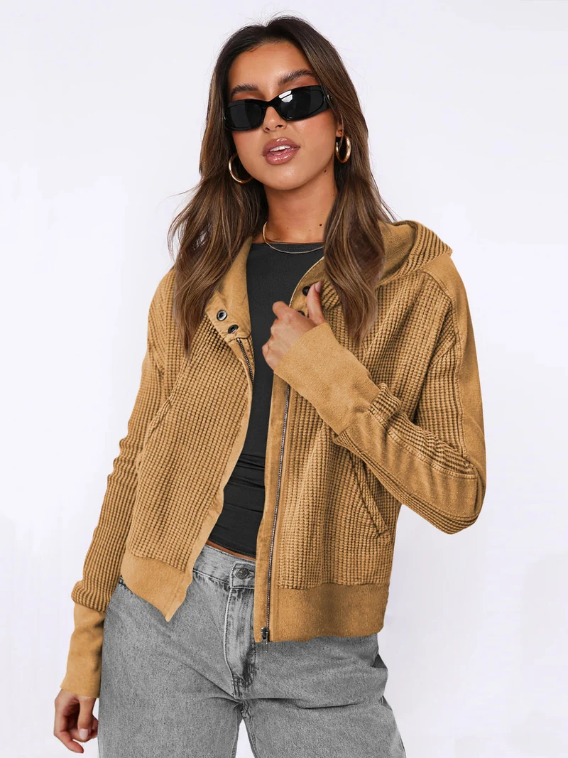 Damen Sportliche Kapuzenjacke aus strukturiertem Material