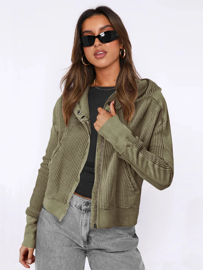 Damen Sportliche Kapuzenjacke aus strukturiertem Material