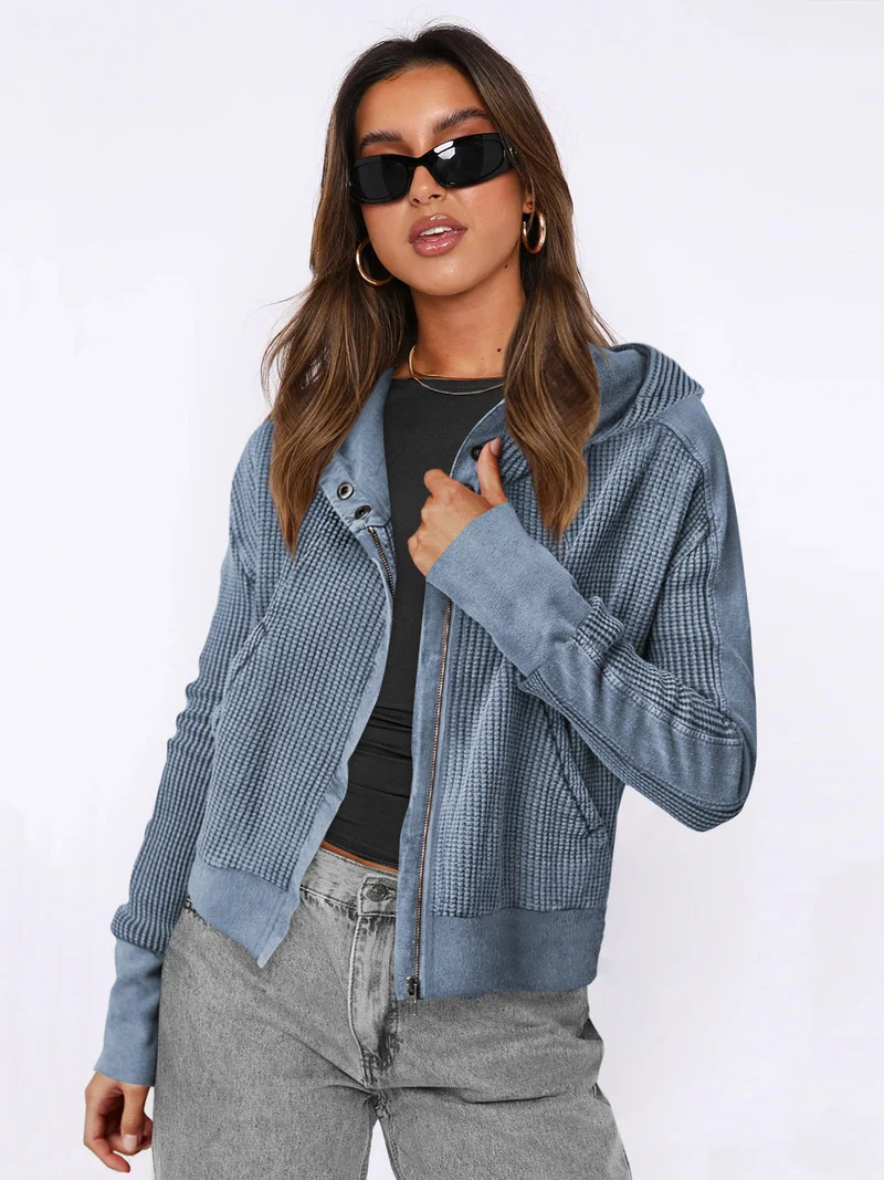 Damen Sportliche Kapuzenjacke aus strukturiertem Material