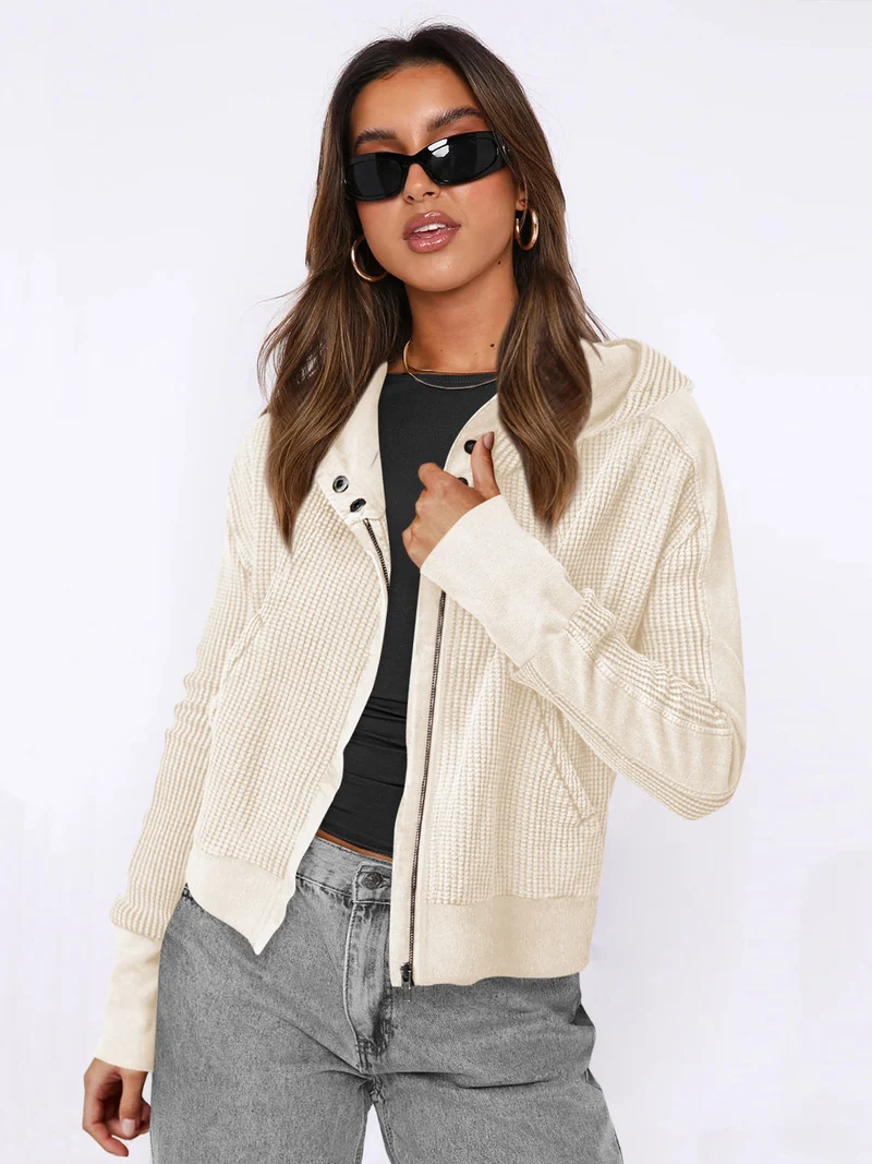 Damen Sportliche Kapuzenjacke aus strukturiertem Material
