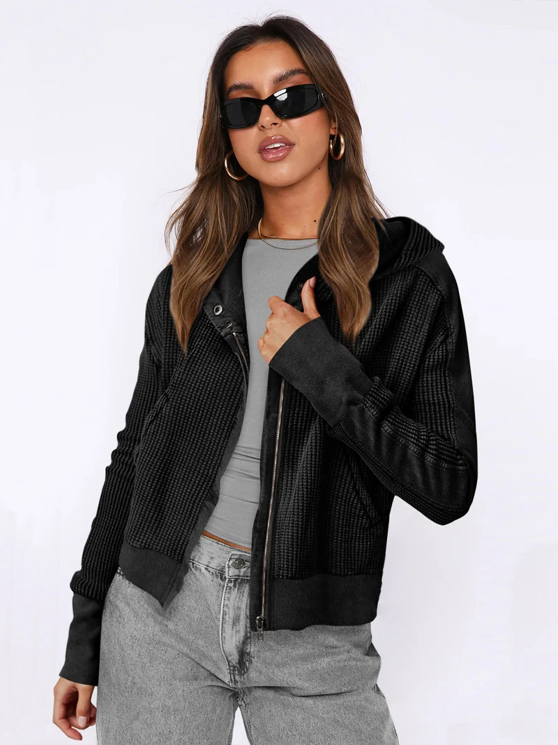 Damen Sportliche Kapuzenjacke aus strukturiertem Material