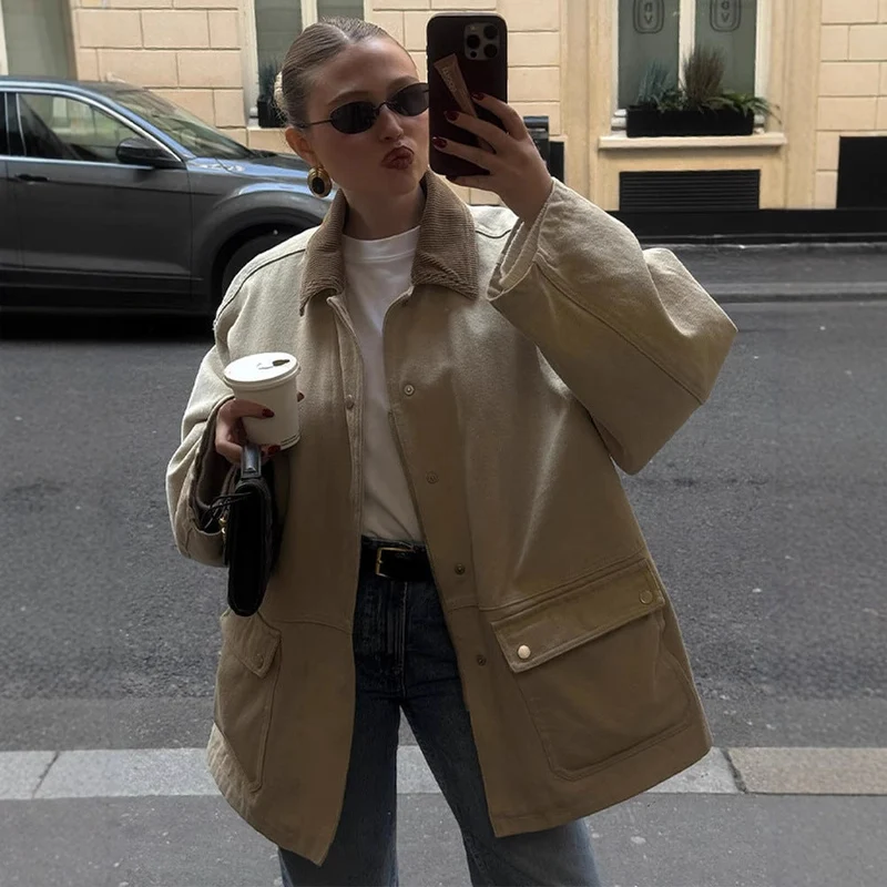 Damen Oversized Utility-Jacke