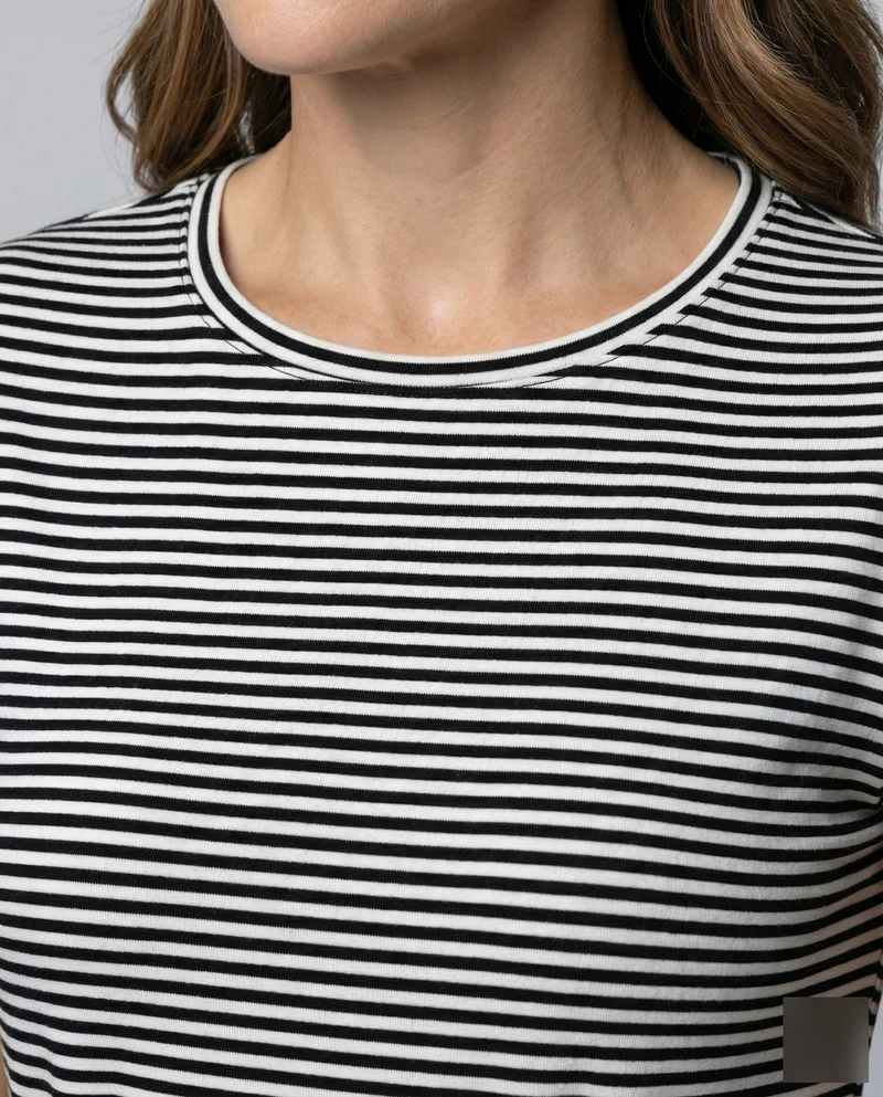 Damen Gestreifte Taillenschleife Shirtkleid