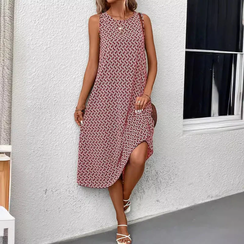 Damen lässiges Midi-Kleid mit asymmetrischem Schnitt und raffinierten Akzenten