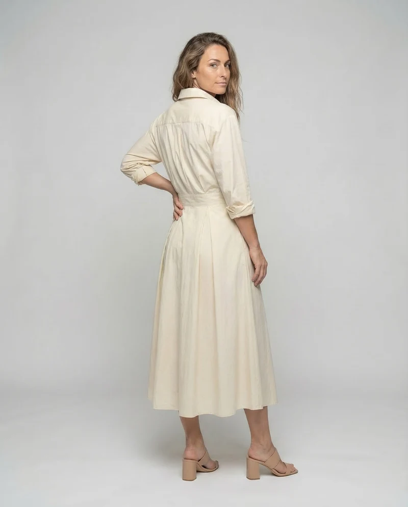 Damen Hemdblusenkleid Drapiert
