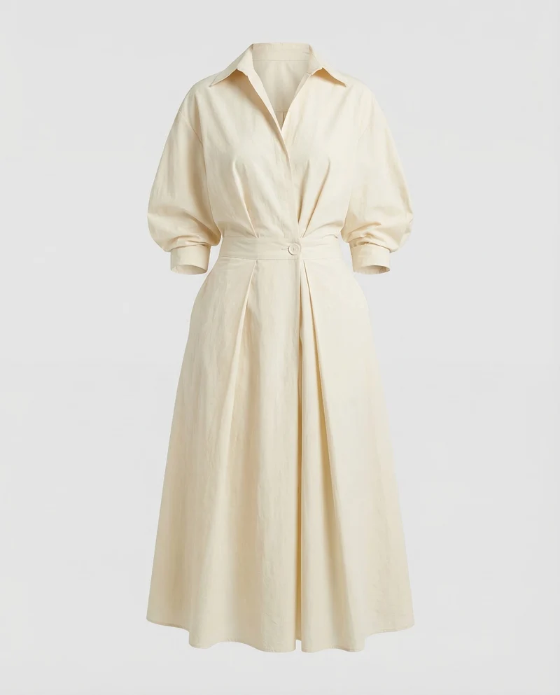 Damen Hemdblusenkleid Drapiert