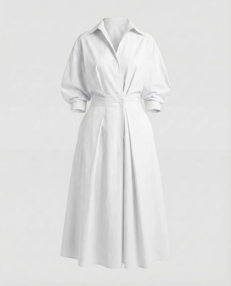 Damen Hemdblusenkleid Drapiert