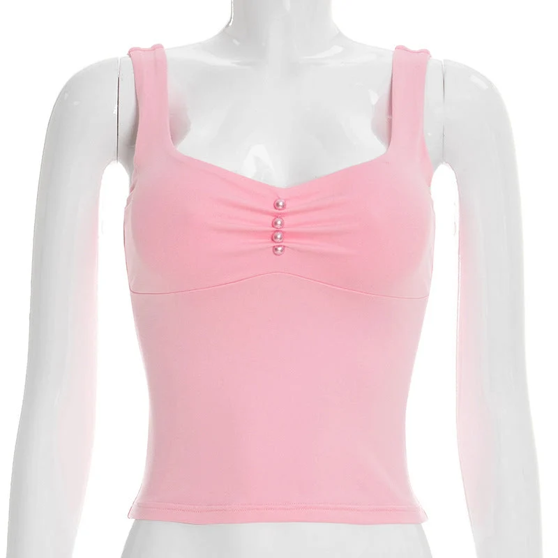 Damen modisches Bustier-Oberteil mit dekorativen Knopfdetails